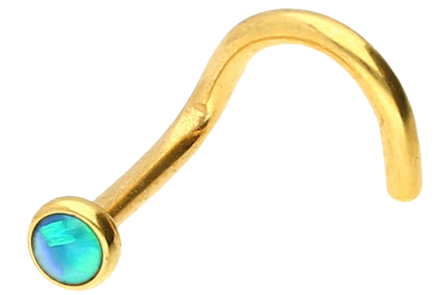 Chirurgenstahl Nasenstecker Nasenpiercing Spirale DISC + SYNTHETISCHER OPAL ++SALE++